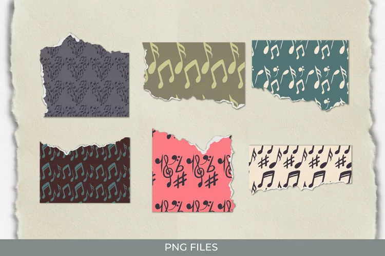 Music Notes with Vintage Color Seamless Torn Paper