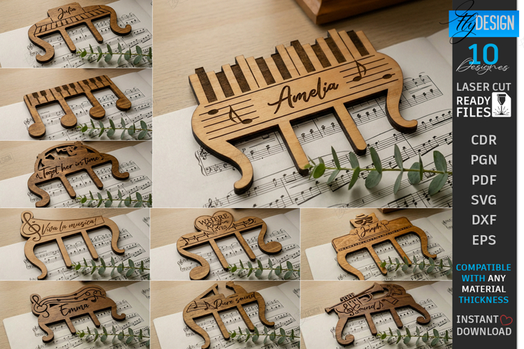 Music Page Clips Laser Cut Bundle | Music Note Page Holders