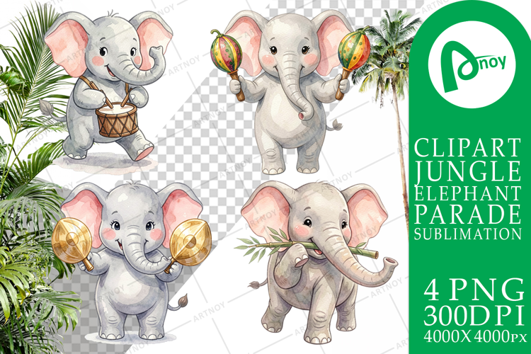 Musical Jungle Elephant Sublimation