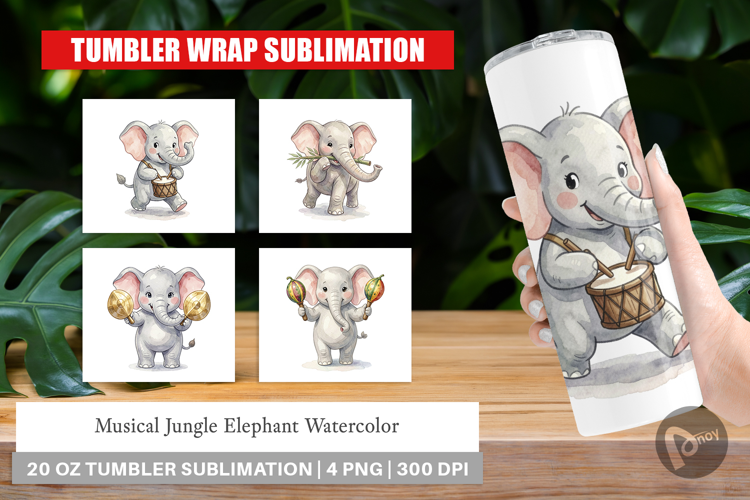 Musical Jungle Elephant Tumbler