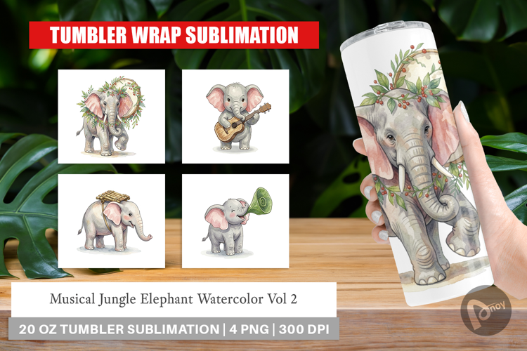 Musical Jungle Elephant Tumbler