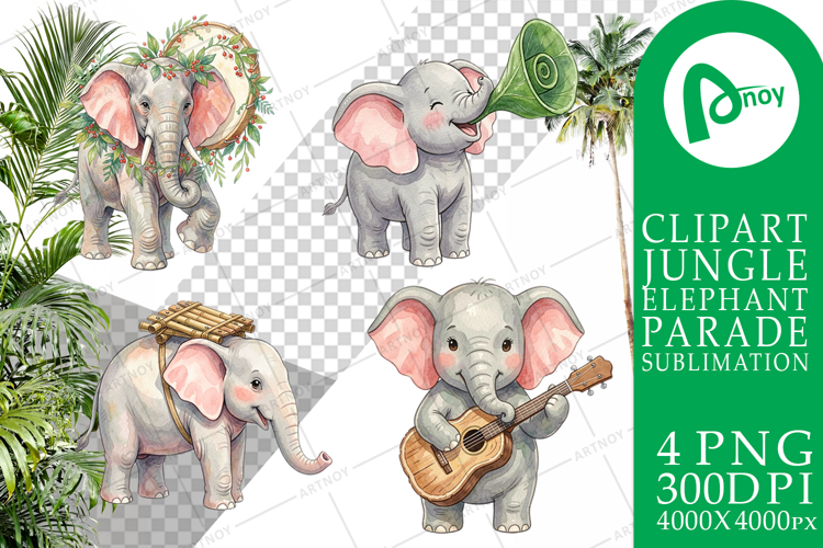 Musical Jungle Elephant Sublimation