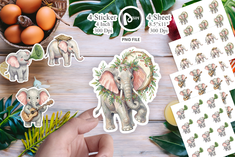Musical Jungle Elephant Sticker