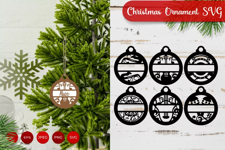 Split Musical Instrument, Christmas Tree Ornament SVG
