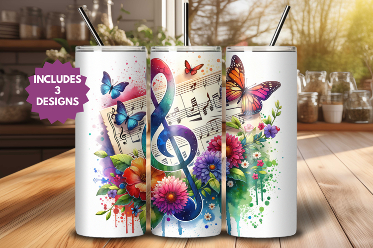 Musician 20 oz Tumbler Wrap PNG, Music Sublimation Design