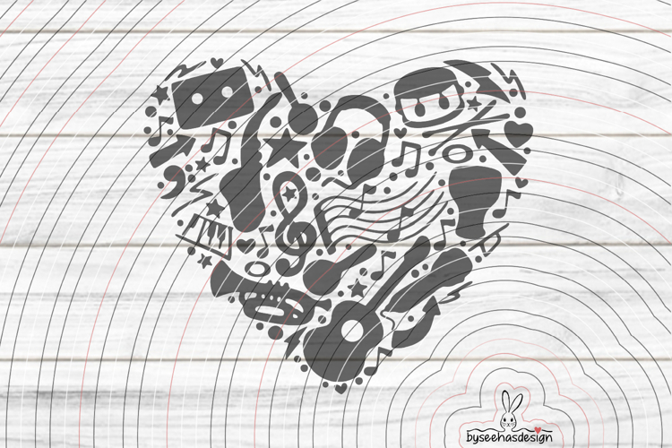 music heart Cutting file SVG DXF