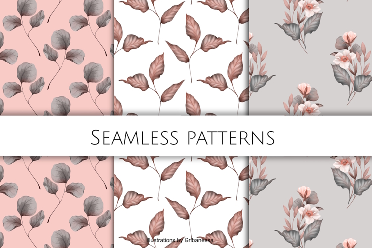 Muted Foliage Floral Seamless Patterns