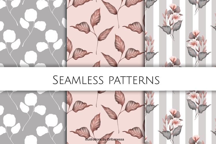 Muted Tones Floral Seamless Patterns
