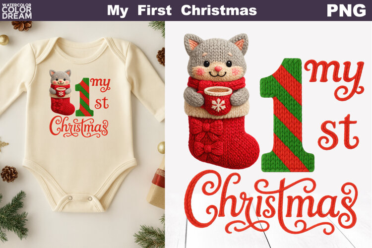 My First Christmas Knitted | My 1st Christmas Kitty example image 1