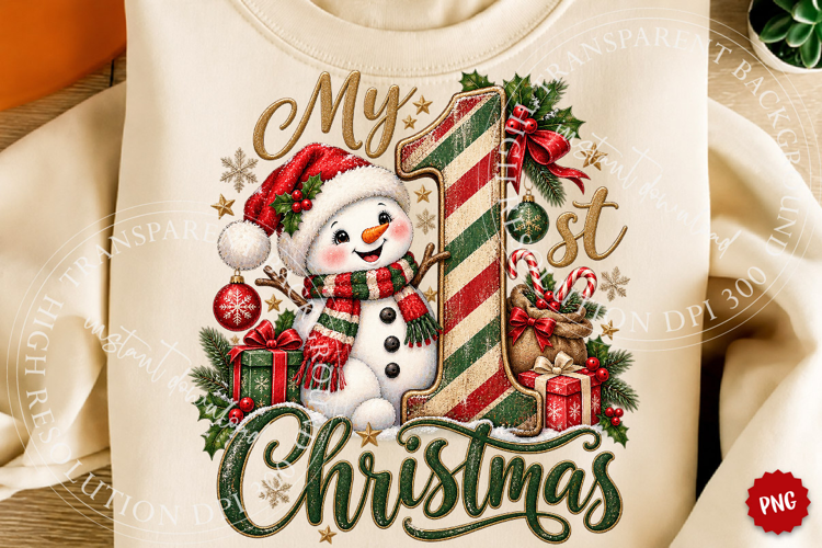 My 1st Christmas Snowman PNG