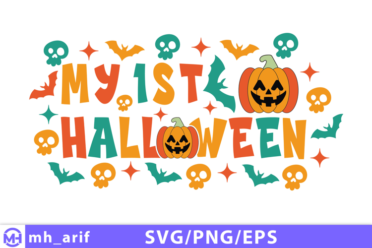 Retro My 1st Halloween SVG PNG T-shirt Design
