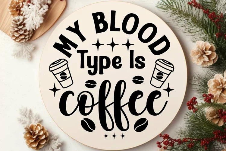 My Blood Type Is Coffee SVG ,Christmas Round SVG Design