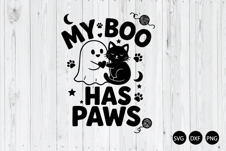 My Boo Has Paws SVG, Halloween Ghost Cat SVG example image 1