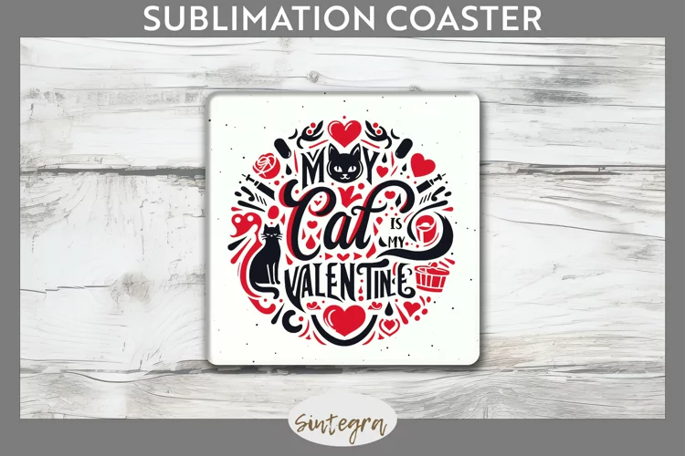 My Cat Is My Valentine v1 Square Coaster Sublimation