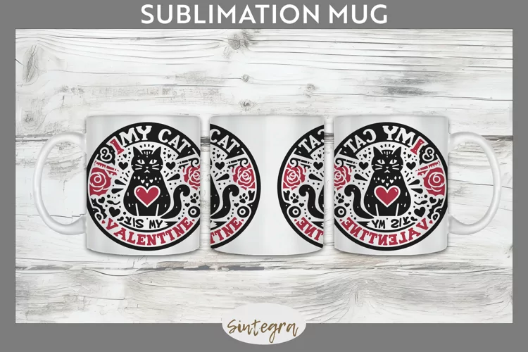 My Cat Is My Valentine v2 Mug Wrap Sublimation
