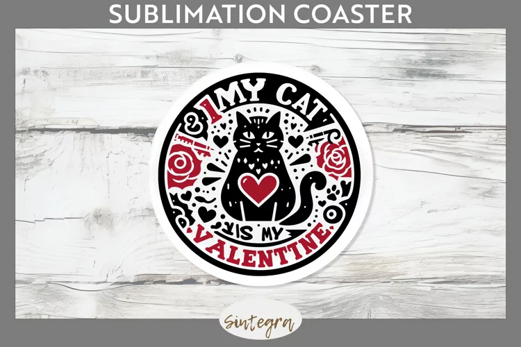 My Cat Is My Valentine v2 Round Coaster Sublimation