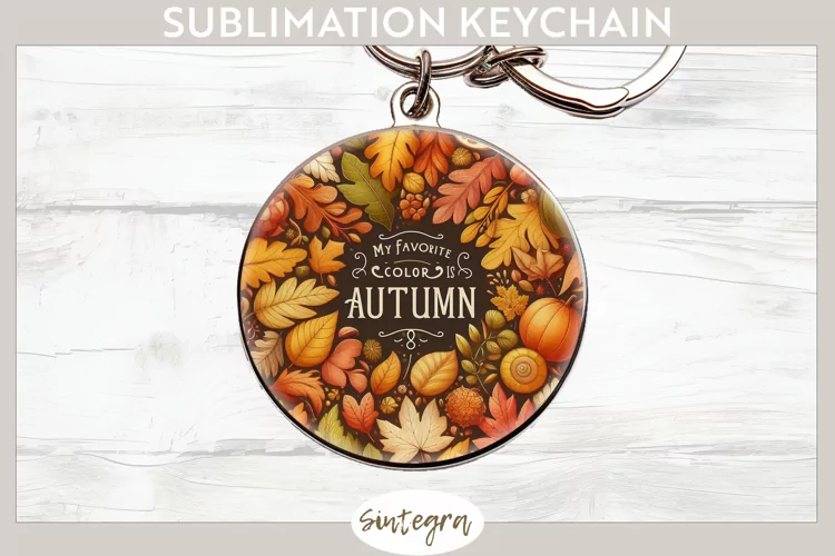 My Favorite Color Is Autumn v4 Round Keychain Sublimation