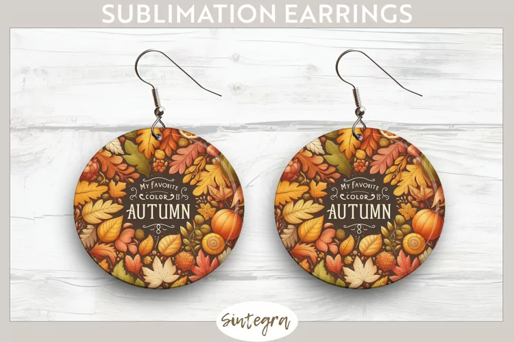 My Favorite Color Is Autumn v4 Round Earrings Sublimation