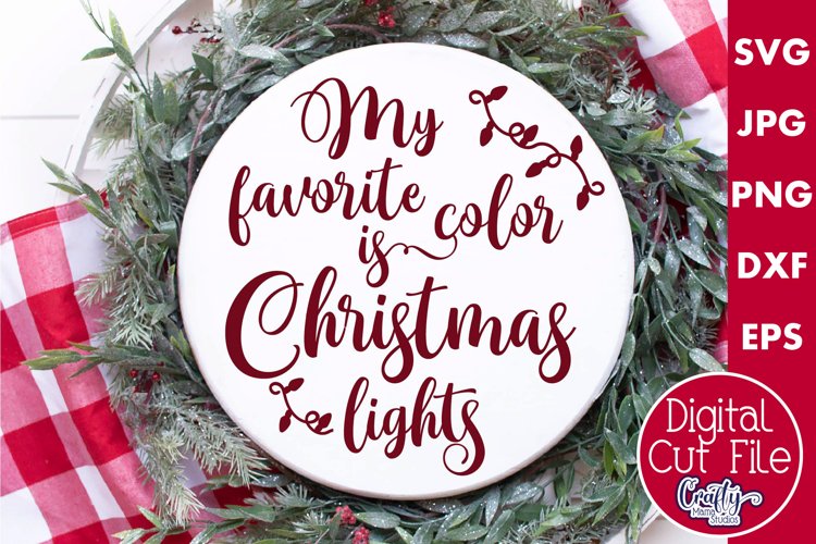 My Favorite Color Is Christmas Lights Single Round Sign Svg example image 1