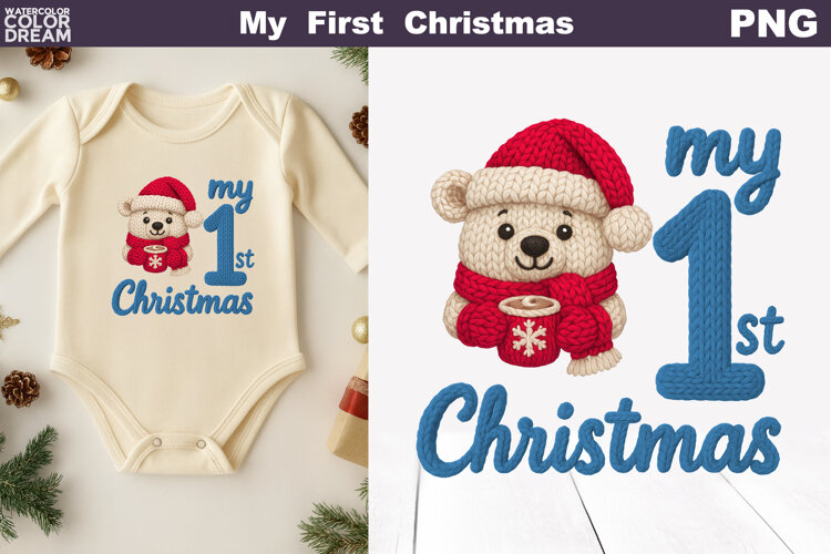 My First Christmas Knitted | My 1st Christmas White Bear example image 1