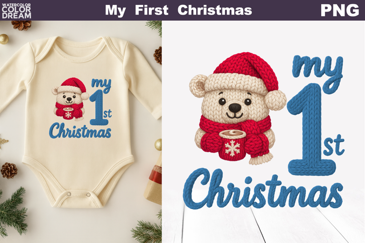 My First Christmas Knitted | My 1st Christmas White Bear