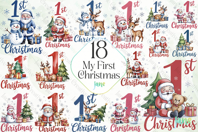 My First Christmas Sublimation Clipart Bundle