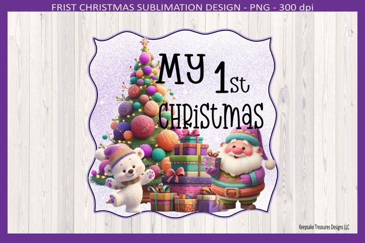 Baby First Christmas Sublimation Png, First Christmas Santa