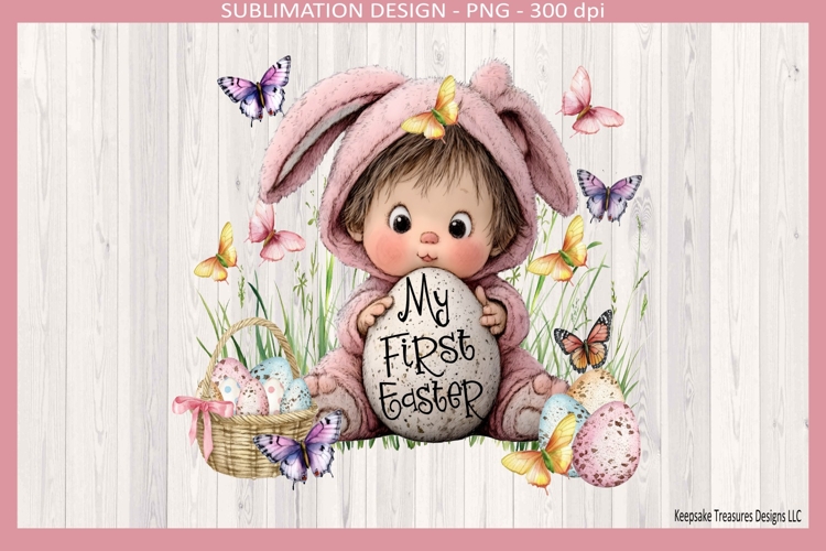 My First Easter Spring Baby Bunny, Easter Sublimation Png