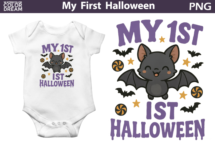 My First Halloween Sublimation |Cute Bat Print