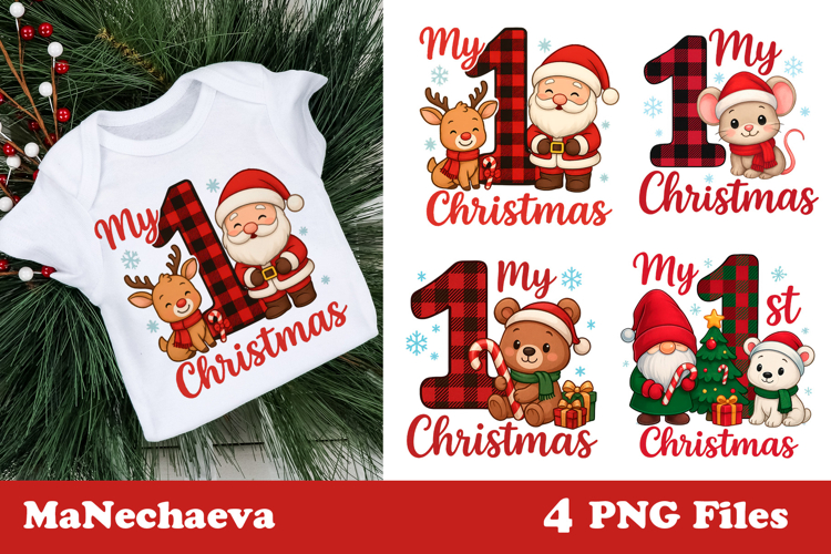 My First Christmas Sublimation | Red Plaid Baby Clipart