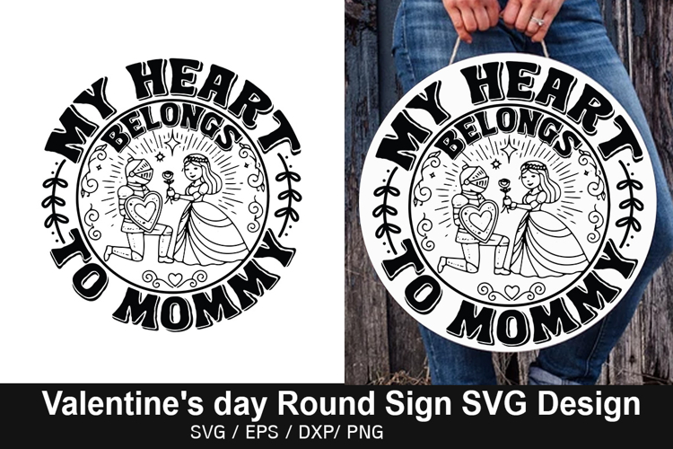 My heart belongs to - Valentines Day Round Sign Design