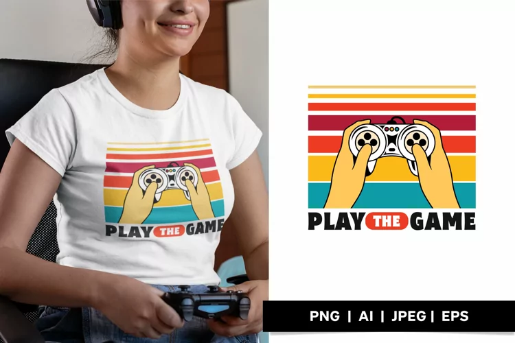 Play The Game with Game Console Retro Color Design