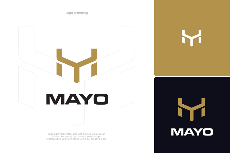 MY or YM Modern Monogram Logo Design