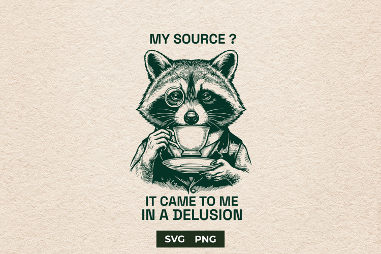 Funny Sarcastic Raccoon SVG Delusion Meme Cut File