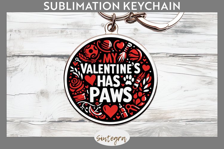 My Valentines Has Paws v1 Round Keychain Sublimation