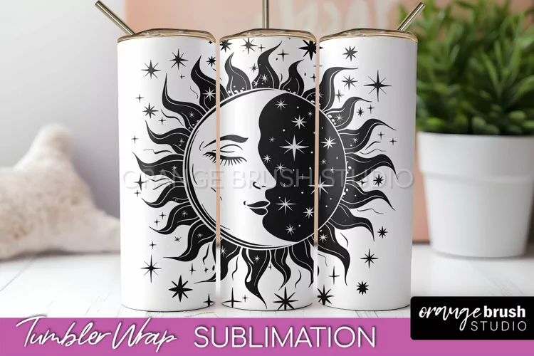 Celestial Tumbler Wrap - Boho Mystical Tumbler Sublimation