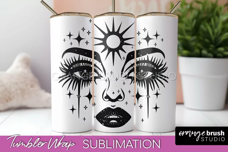 Celestial Tumbler Wrap - Boho Mystical Tumbler Sublimation