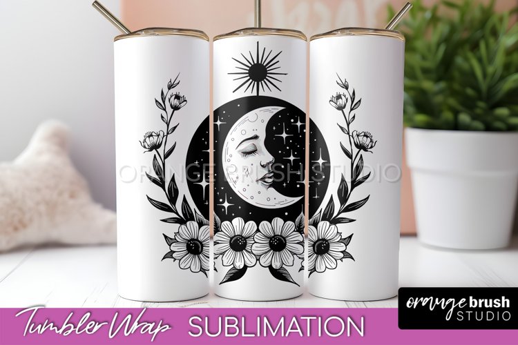 Celestial Tumbler Wrap - Boho Mystical Tumbler Sublimation example image 1