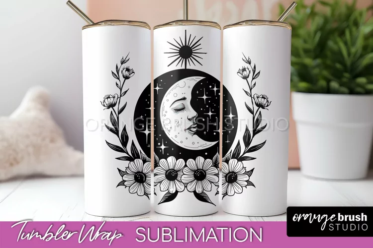 Celestial Tumbler Wrap - Boho Mystical Tumbler Sublimation