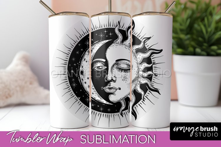 Celestial Tumbler Wrap - Boho Mystical Tumbler Sublimation example image 1