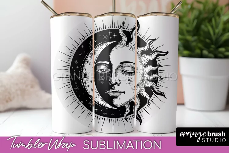 Celestial Tumbler Wrap - Boho Mystical Tumbler Sublimation