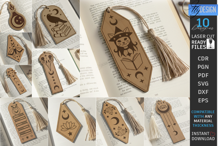 Mystic Wooden Bookmark Laser Cut Bundle | Witchy Designs SVG