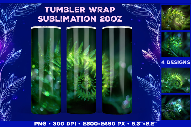 Tumbler Wrap Sublimation Design with Mystic Botanical Glow