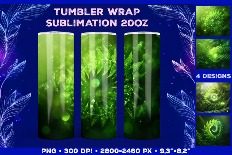 Tumbler Wrap Sublimation Design with Mystic Botanical Glow