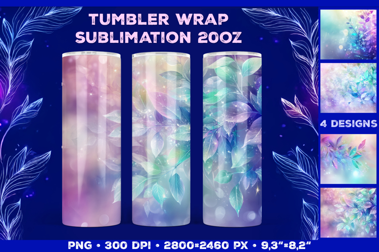 Tumbler Wrap Sublimation Design with Mystic Botanical Glow