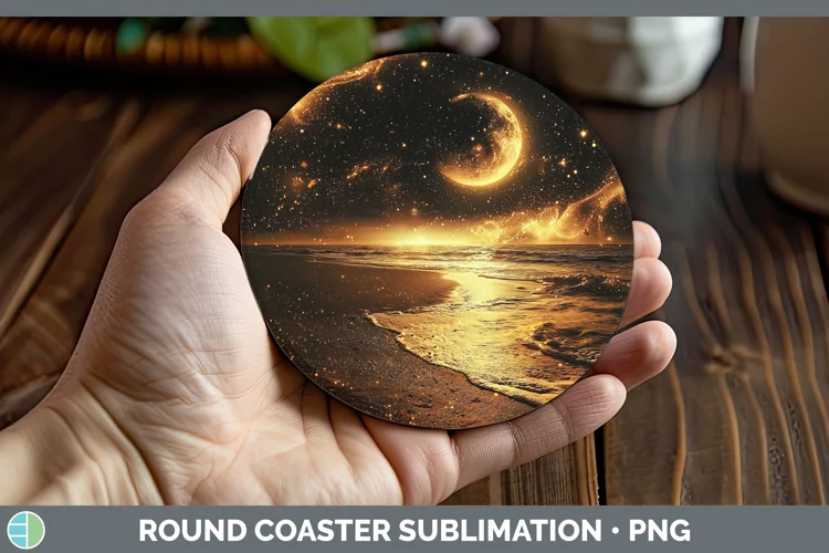 Mystic Glow 01 Beach Round Coaster Sublimation Coaster Desig