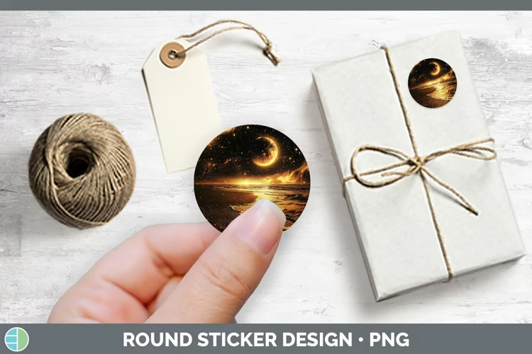 Mystic Glow 01 Beach Stickers | Round Labels Designs