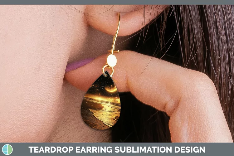 Mystic Glow 01 Beach Teardrop Earrings Sublimation Earrings