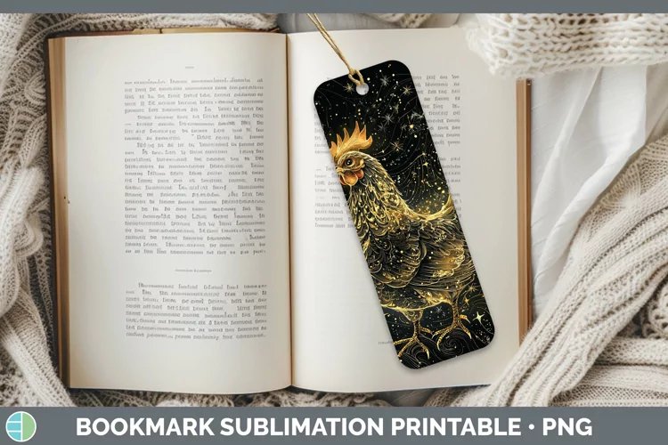 Mystic Glow 01 Chicken Bookmark Sublimation Printable Design