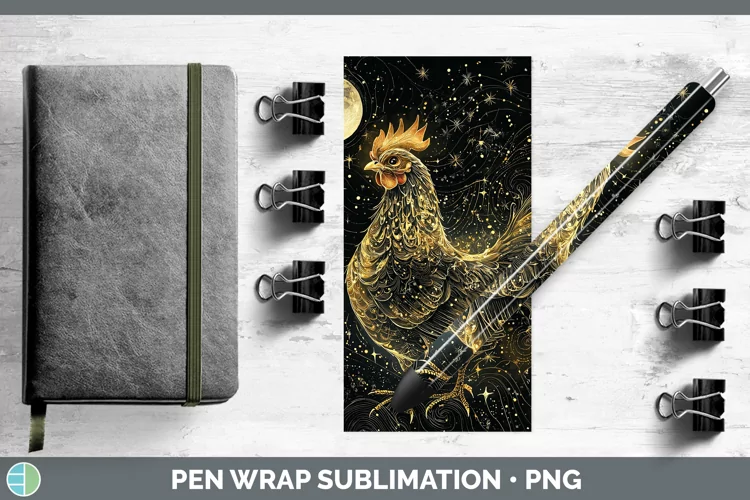 Mystic Glow 01 Chicken Pen Wrap Sublimation Pen Designs